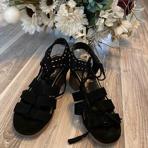 NWOT black suede sandals by madeleine girl